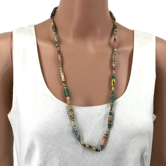 Vintage Necklace Rolled Comic Strip Beads Garfield Dennis the Menace - Picture 2 of 4